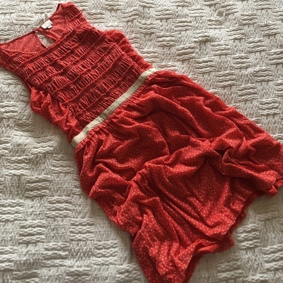 Postmark Retro Swiss Dot Sleeveless Dress Coral M - Picture 2 of 9